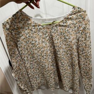 Calvin Klein Floral Print Blouse - Cream and Green